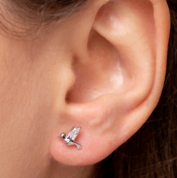 NWT Sterling Silver Hummingbird Earrings w/Hypoallergenic Posts MADE IN USA 🇺🇸 - Picture 3 of 3